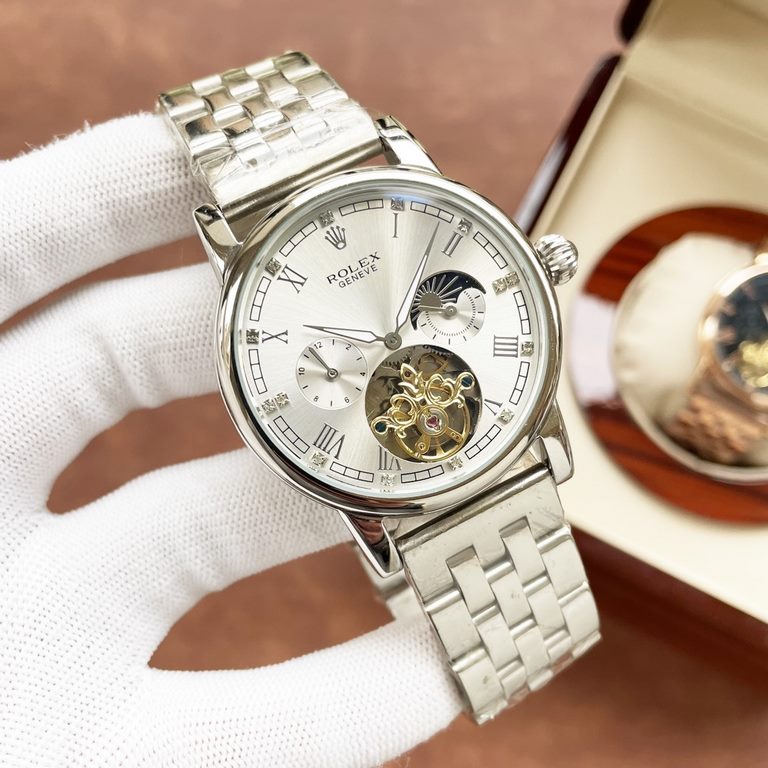 Rolex. Rolex Rolex boutique men's watches, large flywheel equipped with moon phase design, noble atmosphere, gentleman style, excellent quality, hot sale all over the city. Adopting automatic mechanical movement, top-gra