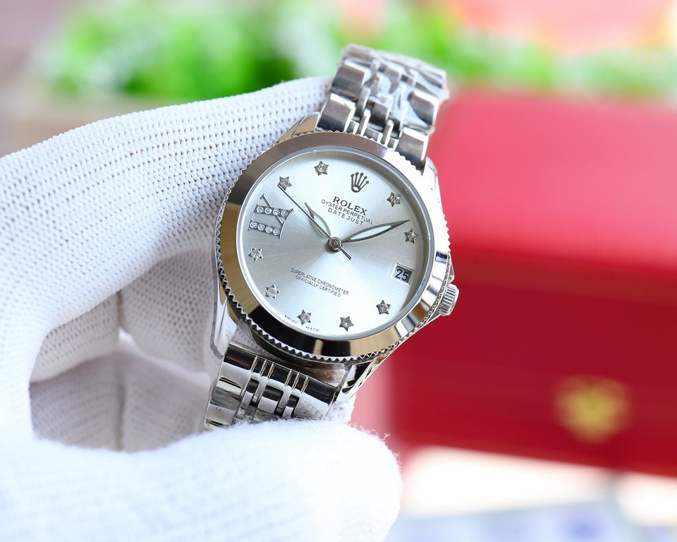 Brand：Rolex Style：New Women's Mechanical Watch Movement：Imported Citizen 8215 Mechanical Mirror：Imported Sapphire Glass Bracelet：Real Cowhide Bracelet316L Ceramic Bracelet between Steel Size：Diameter 34mm Thickness 11mm 