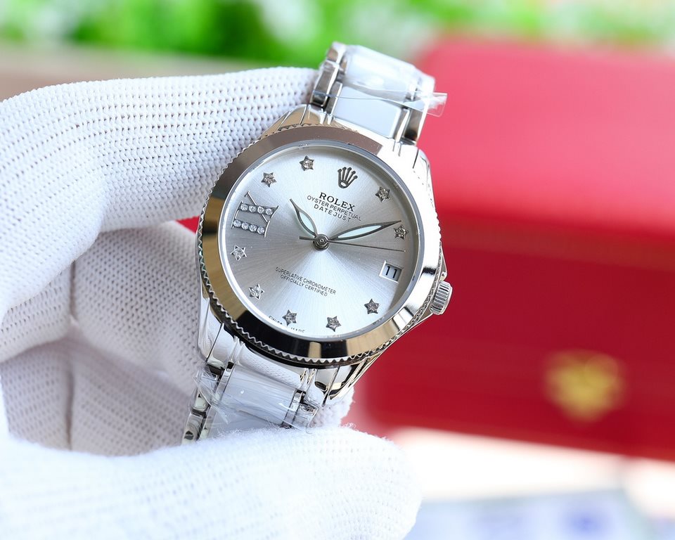 Brand：Rolex Style：New Women's Mechanical Watch Movement：Imported Citizen 8215 Mechanical Mirror：Imported Sapphire Glass Bracelet：Real Cowhide Bracelet316L Ceramic Bracelet between Steel Size：Diameter 34mm Thickness 11mm 