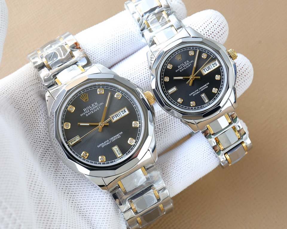 The latest couple watches   Rolex - ROLEX  Business Casual Men's Mechanical WatchesImported Japanese original Seiko machine316L steel case cover between tungsten steelSuper Sapphire GlassDiameter 42mm Women's 32mmGenuine