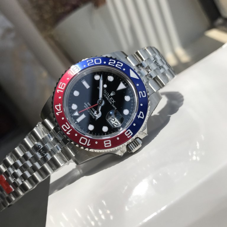 Wholesale box Support Hong Kong, U.S. direct mailRolex Greenwich type. Automatic imported mechanical movement. Timekeeping is very stable. Dial diameter 40mm Oyster steel Bidirectional rotating bezel with red and blue ce