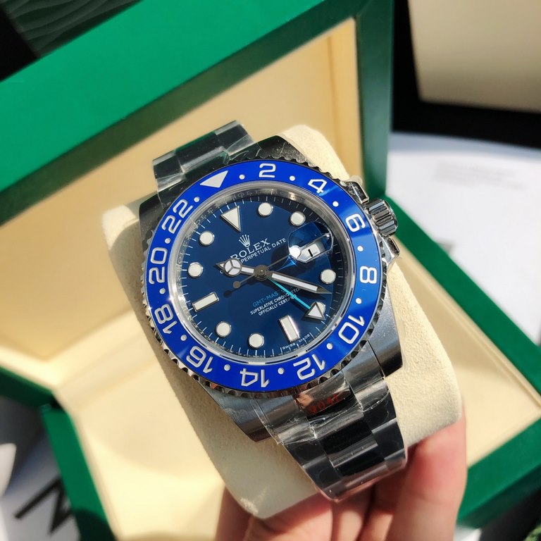 Wholesale box Support Hong Kong, U.S. direct mailRolex GMTThe blue circle blue face special modification model the highest version of the market! The focus of this model also lies in the bezel, one-piece ceramic ring, th