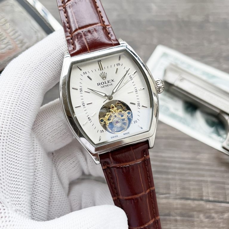 The new tonneau product is shockingly on the market【Newest】：Rolex three hands big flywheel designType】：Boutique men's watchesStrap] Genuine cowhide leather strap[Movement] High-end automatic mechanical movement[Mirror] m