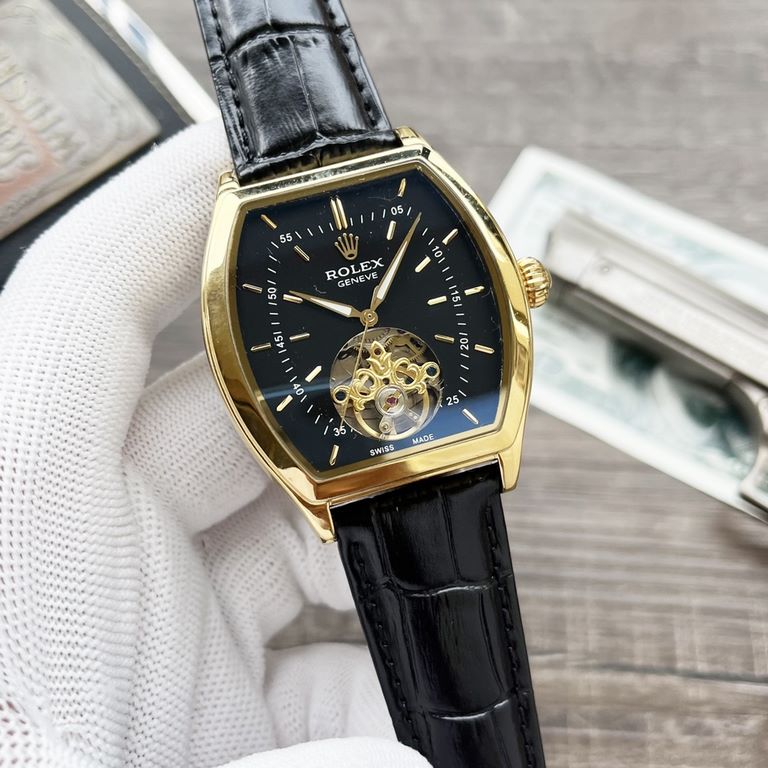 The new tonneau product is shockingly on the market【Newest】：Rolex three hands big flywheel designType】：Boutique men's watchesStrap] Genuine cowhide leather strap[Movement] High-end automatic mechanical movement[Mirror] m