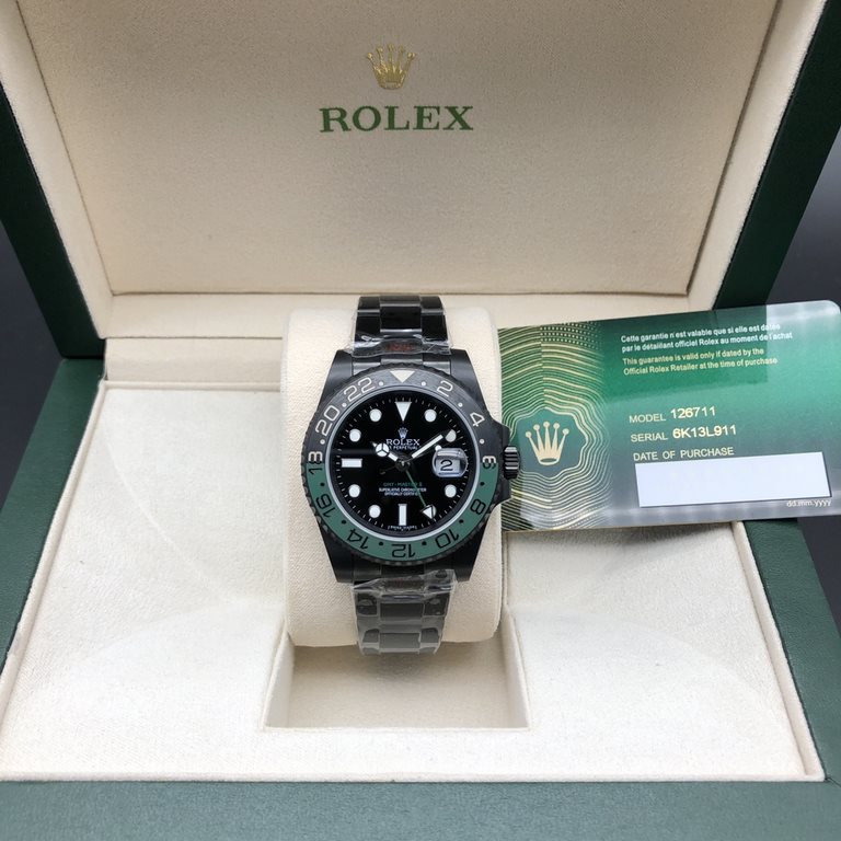 SL latest launch-Rolex GMT IIGMT①The latest official anti-counterfeiting card (official consistency)②904 stainless steel (restore the excellent structure of the genuine case cover)③Double rotating imported ceramic bezel 