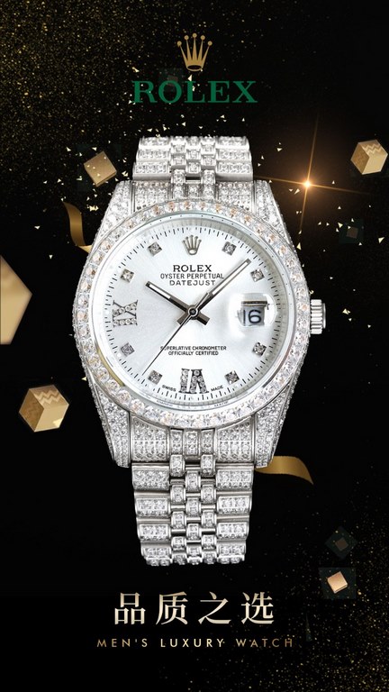 The highest version of the high-definition real photo journal full of diamonds models! 41mm diameter! Suitable for both men and women! Adopting 3255 automatic mechanical movement! Rolex luxury 18k nanotechnology! 5 group