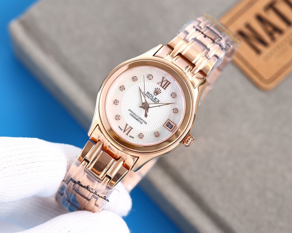 . New ladies Rolex watches!Brand new on the market! Shell face! Swarovski crystal diamonds with trendy matching! Simple dial design, simple not monotonous! 316L stainless steel case, the corners of the more handsome, sho