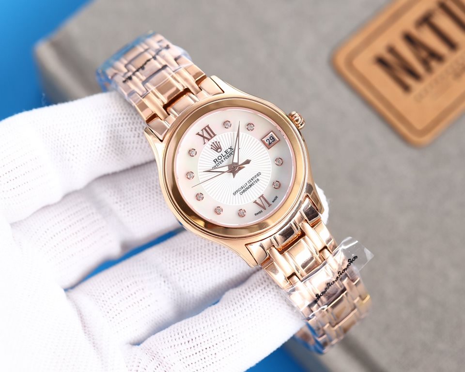 . New ladies Rolex watches!Brand new on the market! Shell face! Swarovski crystal diamonds with trendy matching! Simple dial design, simple not monotonous! 316L stainless steel case, the corners of the more handsome, sho