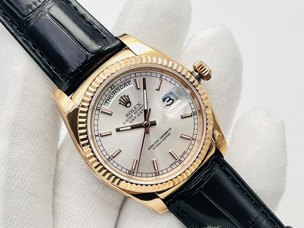 TR Factory2021 Recommended] New models recommended by RALEIGH. Rex DAY-DATE series! Diameter 36mm, Details1 Perfect big week-small calendar disk, super luminous needle, double dividing sapphire glass, the case is made of