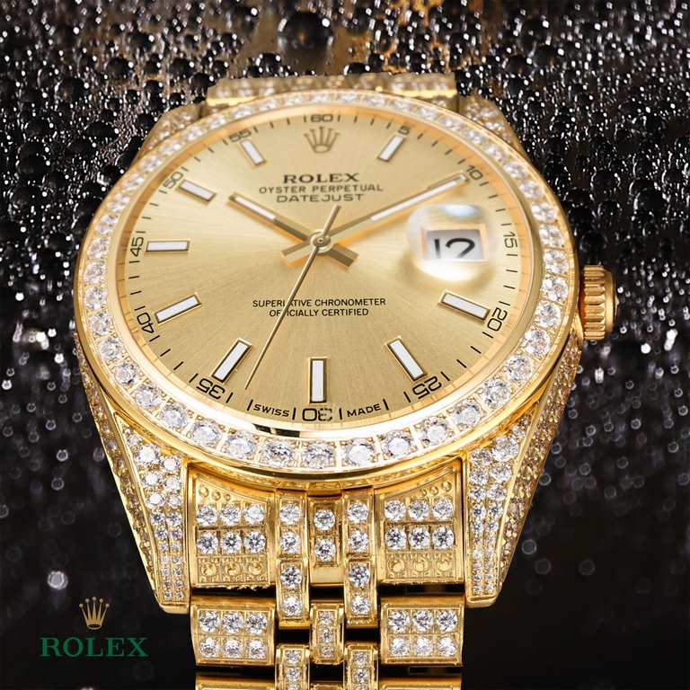 The highest version of the high-definition real photo journal full of diamonds models! 41mm diameter! Suitable for both men and women! Adopting 3255 automatic mechanical movement! Rolex luxury 18k nanotechnology! 5 group