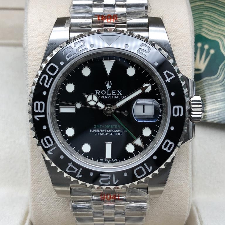 SL latest launch-Rolex GMT IIGMT①The latest official anti-counterfeiting card (official consistency)②904 stainless steel (restore the excellent structure of the genuine case cover)③Double rotating imported ceramic bezel 