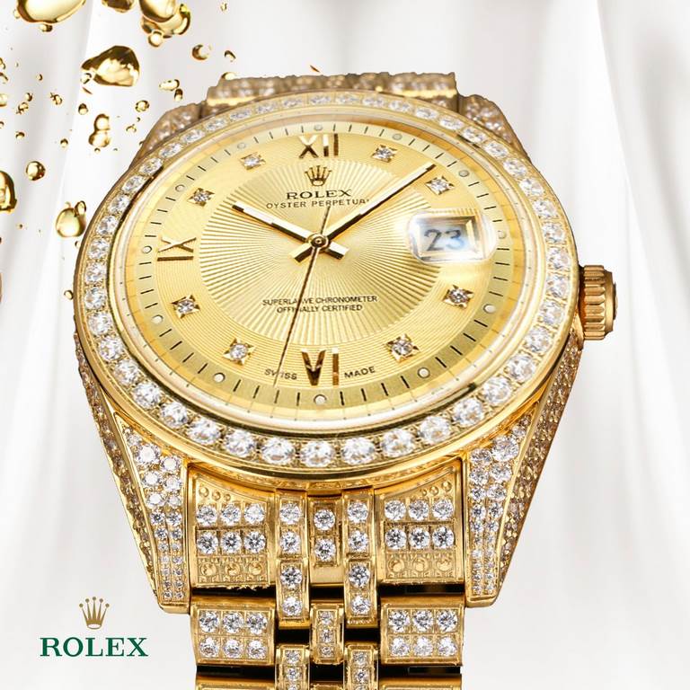 The highest version of the high-definition real photo journal full of diamonds models! 41mm diameter! Suitable for both men and women! Adopting 3255 automatic mechanical movement! Rolex luxury 18k nanotechnology! 5 group