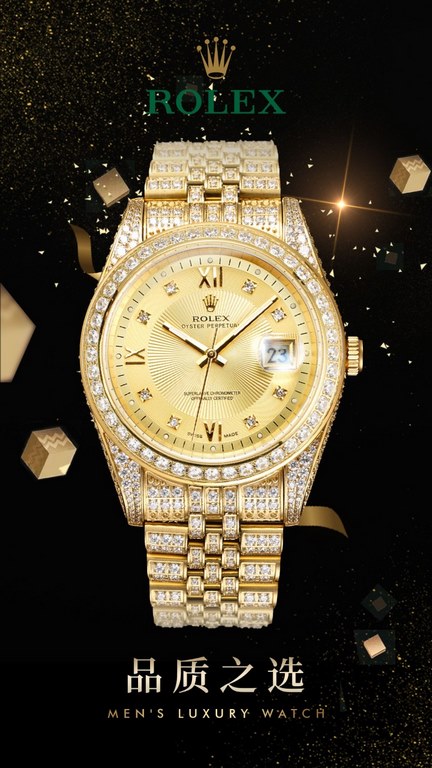 The highest version of the high-definition real photo journal full of diamonds models! 41mm diameter! Suitable for both men and women! Adopting 3255 automatic mechanical movement! Rolex luxury 18k nanotechnology! 5 group