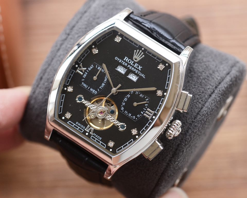 The new tonneau product is on sale    Newest】：Rolex   multifunctional design 【Type】：Boutique men's watches[Strap] Genuine cowhide leather strap【Movement】：High-end automatic mechanical movement[Mirror] mineral reinforced 