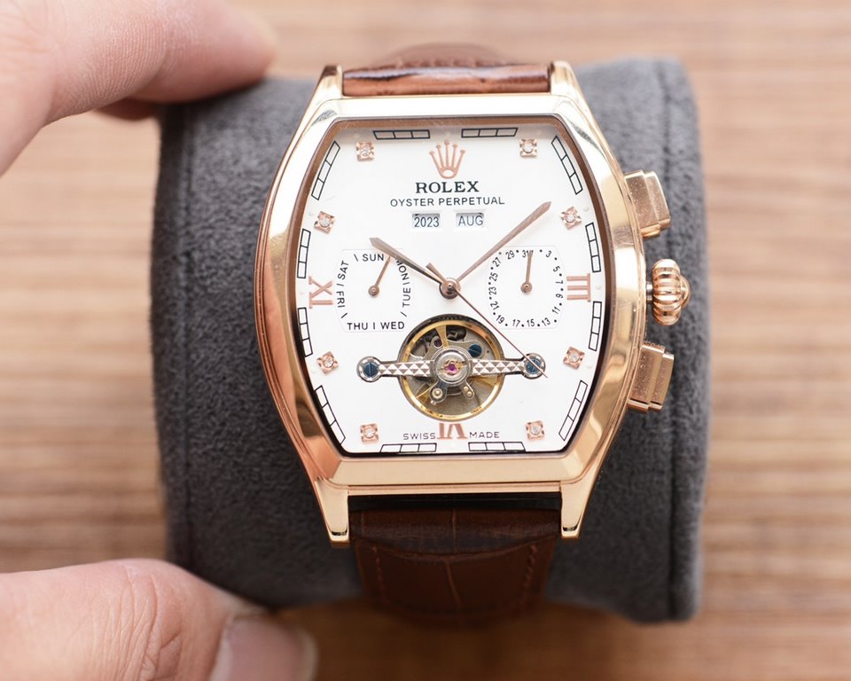 The new tonneau product is on sale    Newest】：Rolex   multifunctional design 【Type】：Boutique men's watches[Strap] Genuine cowhide leather strap【Movement】：High-end automatic mechanical movement[Mirror] mineral reinforced 