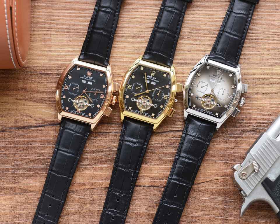 The new tonneau product is on sale    Newest】：Rolex   multifunctional design 【Type】：Boutique men's watches[Strap] Genuine cowhide leather strap【Movement】：High-end automatic mechanical movement[Mirror] mineral reinforced 