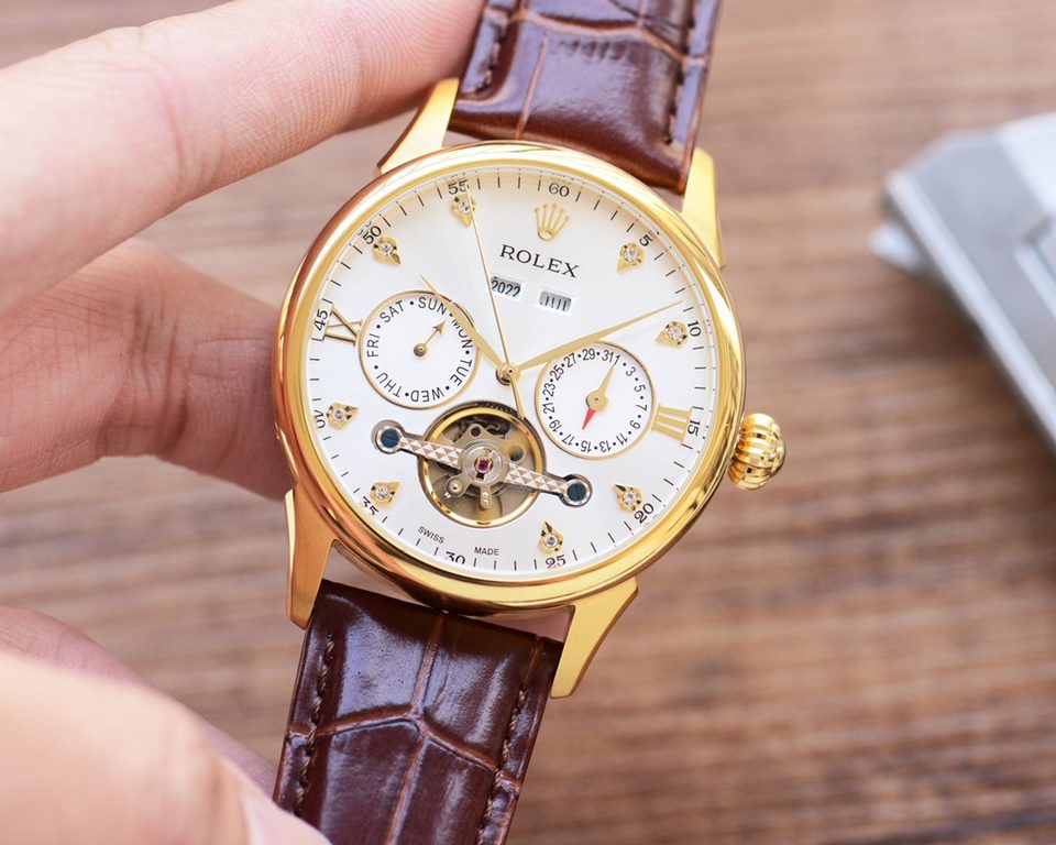 Men's favorite multi-function watch  【Newest】：Rolex   best design   exclusive first  【Type】：Boutique men's watches[Strap] Genuine cowhide leather strap[Movement] High-end automatic mechanical movement[Mirror] mineral rei