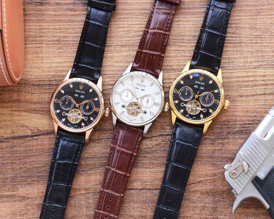 Men's favorite multi-function watch  【Newest】：Rolex   best design   exclusive first  【Type】：Boutique men's watches[Strap] Genuine cowhide leather strap[Movement] High-end automatic mechanical movement[Mirror] mineral rei