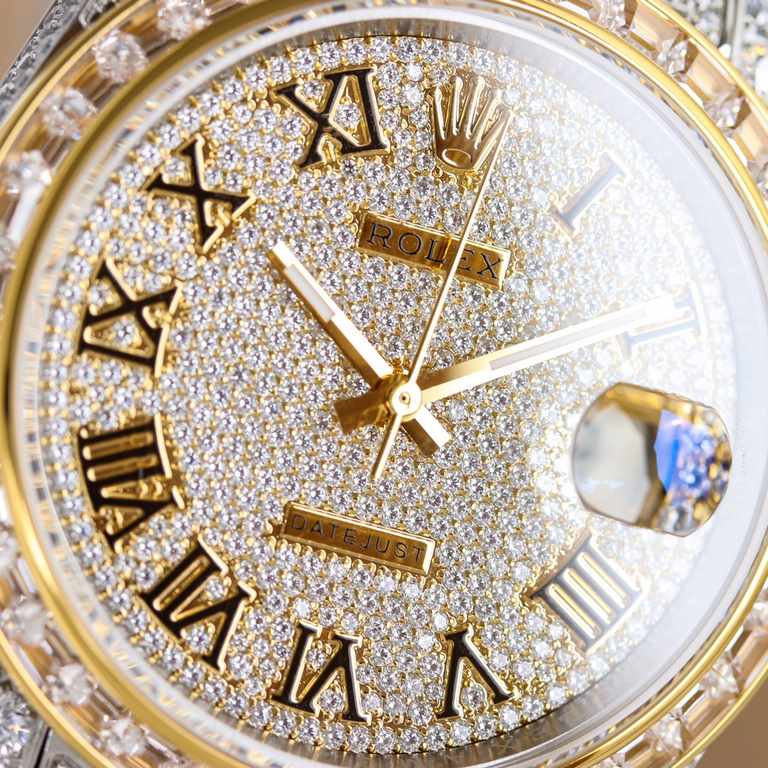 Rolex ROLEX new full of diamonds log shock listing!!! Dial diameter 41mm, using zero-return 2824 automatic mechanical movement, Mo nine sapphire glass mirror, 18k nanotechnology vacuum plating never fade! The new full di