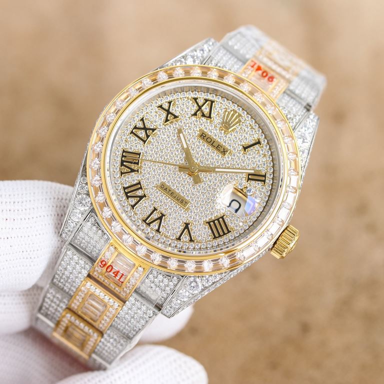 Rolex ROLEX new full of diamonds log shock listing!!! Dial diameter 41mm, using zero-return 2824 automatic mechanical movement, Mo nine sapphire glass mirror, 18k nanotechnology vacuum plating never fade! The new full di