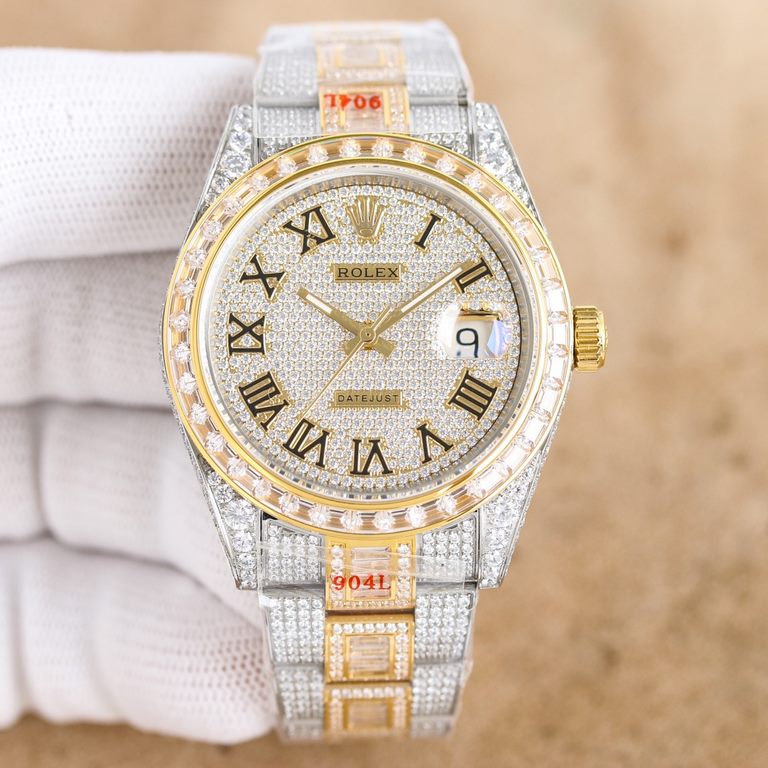 Rolex ROLEX new full of diamonds log shock listing!!! Dial diameter 41mm, using zero-return 2824 automatic mechanical movement, Mo nine sapphire glass mirror, 18k nanotechnology vacuum plating never fade! The new full di