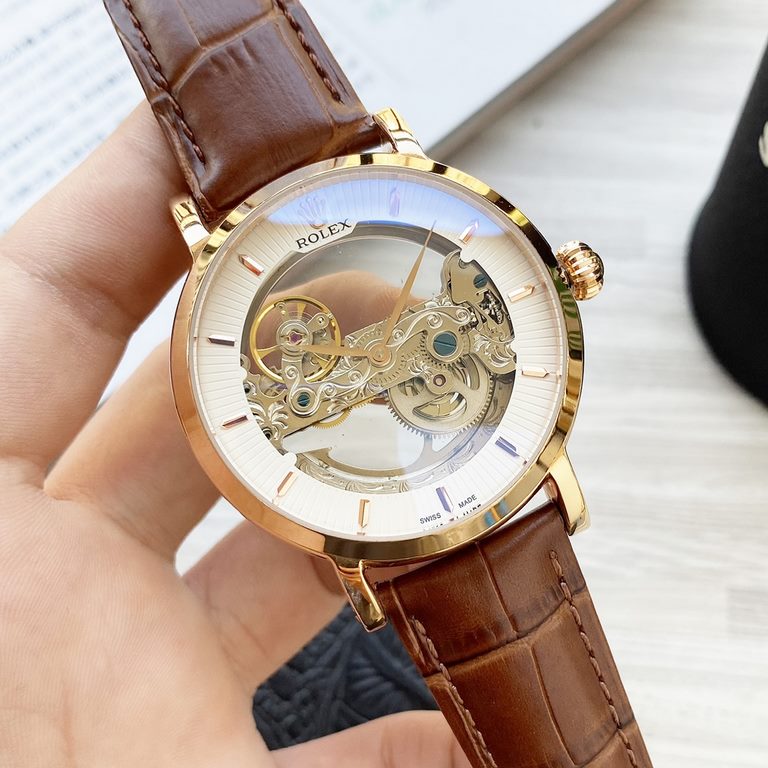 Classical Hundred show luxuryThe latest] Rolex    two hands skeleton boutique[Type] Boutique men's watches[Strap] real cowhide strap (comfortable and durable)【Movement】：High-end automatic mechanical movement[Mirror] mine