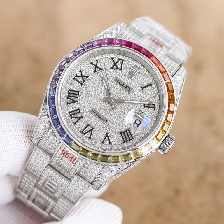 Rolex ROLEX new full of diamonds log shock listing!!! Dial diameter 41mm, using zero-return 2824 automatic mechanical movement, Mo nine sapphire glass mirror, 18k nanotechnology vacuum plating never fade! The new full di