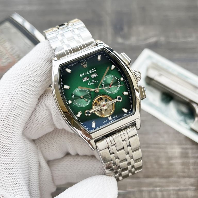 New tonneau products shocking listing  【Newest】：Rolex multi-function boutique, three hands big flywheel design【Type】：Boutique men's watchesStrap] genuine cowhide leather strap【Movement】：High-end automatic mechanical move