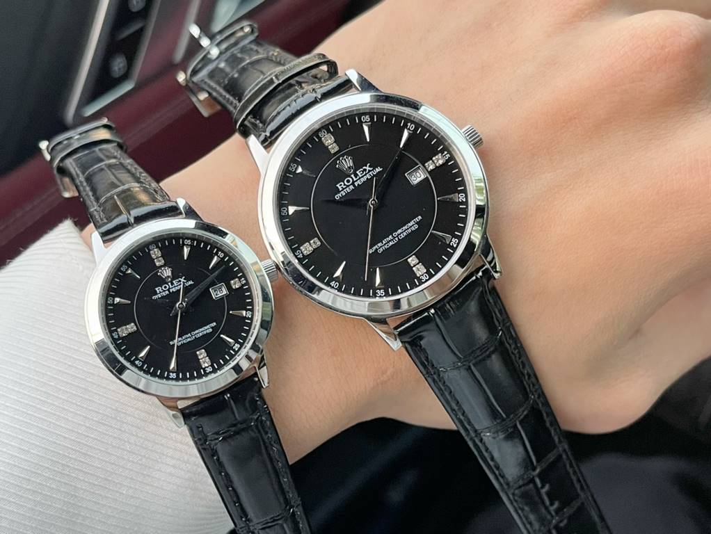 . Latest Rolex-ROLEX   Couple's Pair Watches Original imported quartz movement 316L steel case Mineral Superglass mirror Steel bracelet Diameter 40mm thick 8mm Female Diameter 28mm thick 8mm   If the sunshine   stops its