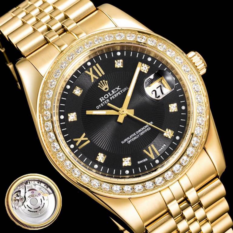 Rolex log full of diamonds earthy version of luxury 18k nanotechnology! AAA zirconia carefully crafted! Using imported machine 3135 automatic mechanical movement! The whole case inlaid with Swarovski crystal diamonds! (N