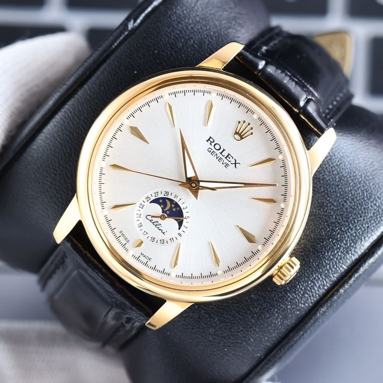 Moonphase. Men's watches  simple and not lose the atmosphere [victory] equipped with accurate Swiss ETA2824-2 movement (6-word position true calendar and 24-hour sun, moon and stars function) 40mm diameter, 316 stainless