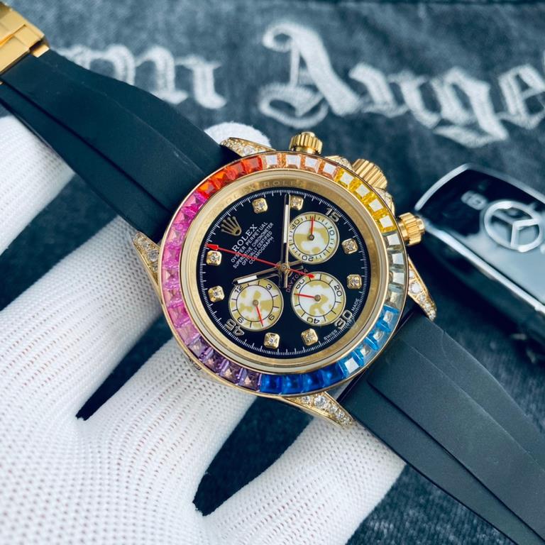 BrandRolex Rainbow Di  seriesRainbow  Ditonner series   style classic three-eye six-hand design, atmospheric fashion Strap316 steelItaly imported rubber strap  case cover 316 steel production of artisan craftsmanship  Mi