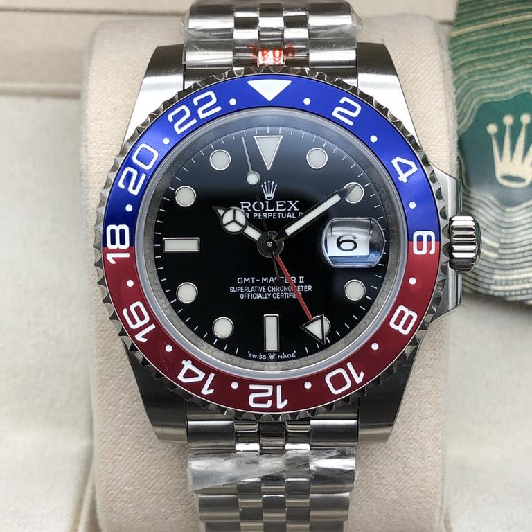 SL latest launch-Rolex GMT IIGMT①The latest official anti-counterfeiting card (official consistency)②904 stainless steel (restore the excellent structure of the genuine case cover)③Double rotating imported ceramic bezel 