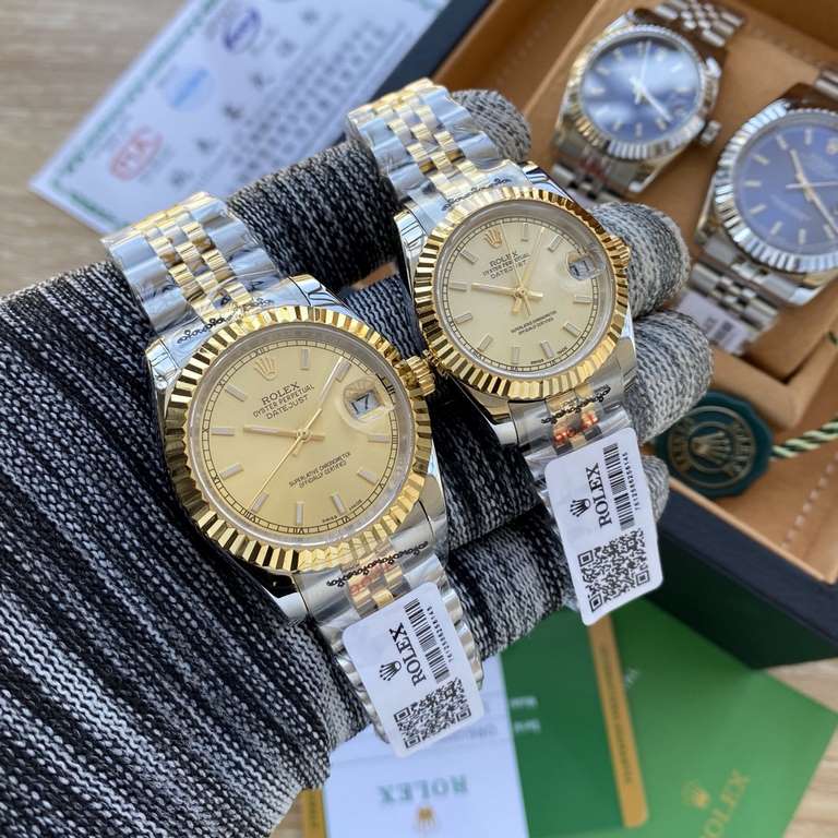 Rolex - ROLEXJournal New Color Couple Mechanical WatchImported original Citizen machineSapphire glass316L steel caseSolid core 5 beads steel braceletMen's 36mm 13mmFemale 31mm 13mmWelcome to the picture .........