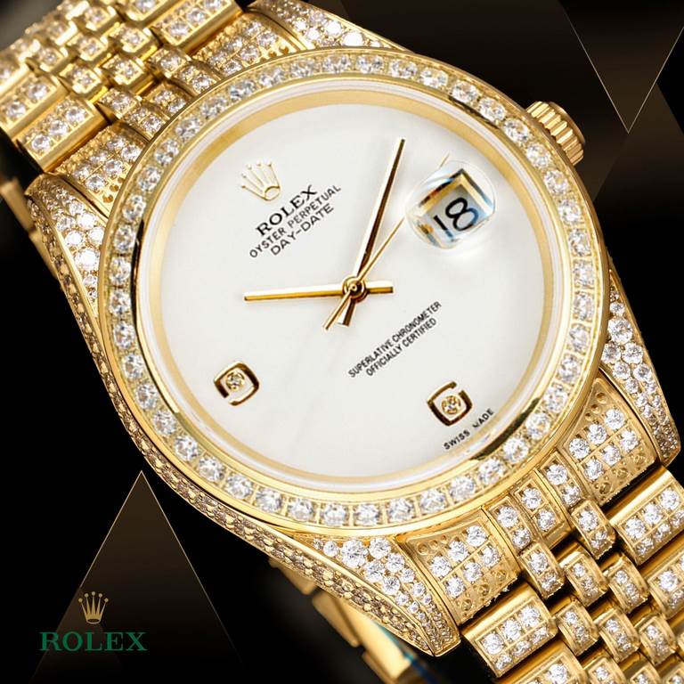 The highest version of high-definition real photo Simple fashion log full of diamond models! 41mm diameter! Suitable for both men and women! Adopted 3255 automatic mechanical movement! Rolex luxury 18k nanotechnology! 5 