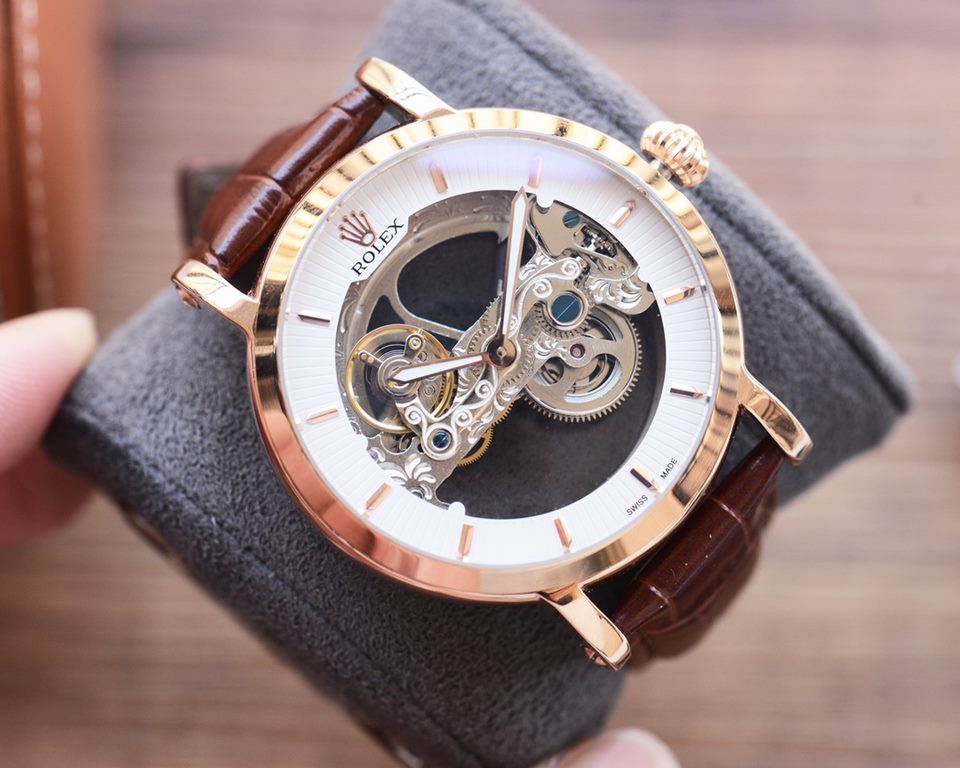 Men's favorite skeleton watch  【Newest】：Rolex  Best Design Exclusive First  【Type】：Boutique men's watches[Strap] Genuine cowhide leather strap【Movement】：High-end automatic mechanical movement[Mirror] mineral reinforced g