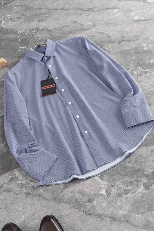 New#ZegnaZega high quality collector grade imported high weave cotton men's long sleeve shirt! Summer new high-quality luxury goods people first collector grade long-sleeved shirt, trading company channel goods, 23 years