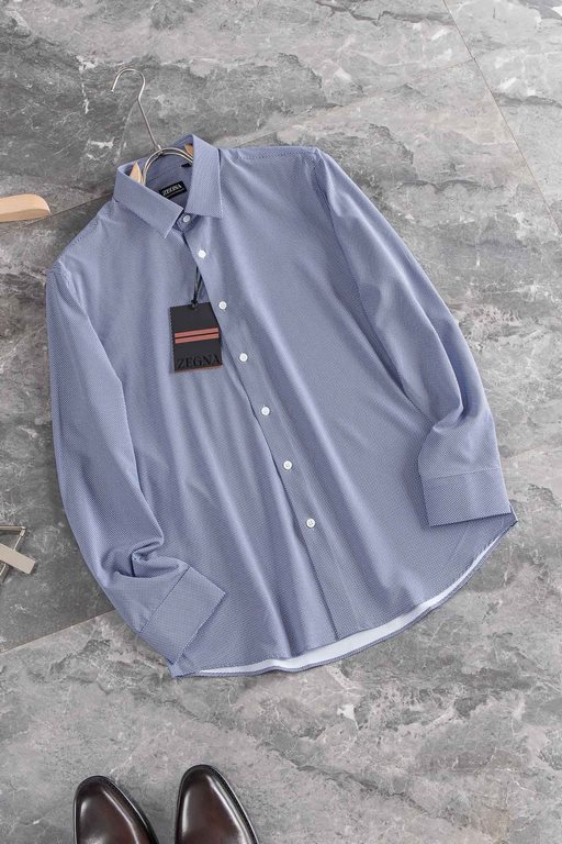 New#ZegnaZega high quality collector grade imported high weave cotton men's long sleeve shirt! Summer new high-quality luxury goods people first collector grade long-sleeved shirt, trading company channel goods, 23 years