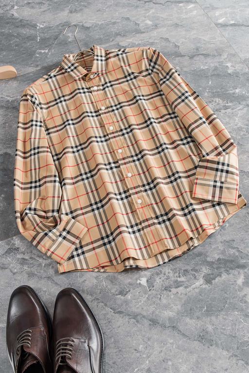 New#Burberry BURBERY high quality collector grade imported high weave cotton men's long-sleeved shirt! 23FW fall and winter new high-quality luxury person first collector grade long-sleeved shirts, trading company channe