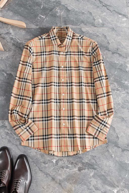 New#Burberry BURBERY high quality collector grade imported high weave cotton men's long-sleeved shirt! 23FW fall and winter new high-quality luxury person first collector grade long-sleeved shirts, trading company channe