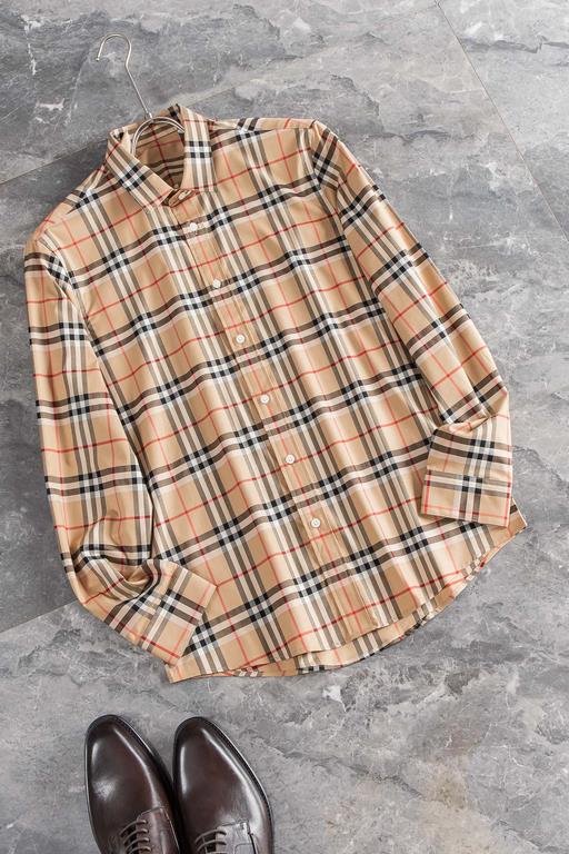 New#Burberry BURBERY high quality collector grade imported high weave cotton men's long-sleeved shirt! 23FW fall and winter new high-quality luxury person first collector grade long-sleeved shirts, trading company channe