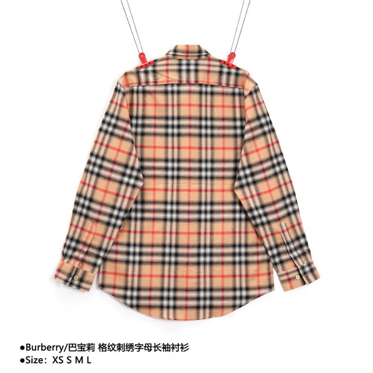 BurberryBurberry Check Embroidered Letter Long Sleeve ShirtSize：XS S M LBBR's most iconic classic striped shirt is a bestseller at the counter. The fabric is made of double stranded 80 woven twill fabric, checkered count