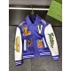 The Baseball Belted Jacket is made from LWG certified grained cowhide leather with an Australian wool body, embroidered appliqués with a colorful logo, a shirt collar, threaded sheep's wool cuffs, and a voluminous hemlin