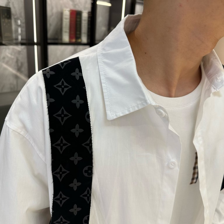 (High-end quality) LV 2022 counter the latest explosion of the shirt shipment Paris counter synchronization sale! Selected Italy    imported customized cotton shirt fabric with the latest plaid design, the chest of the e