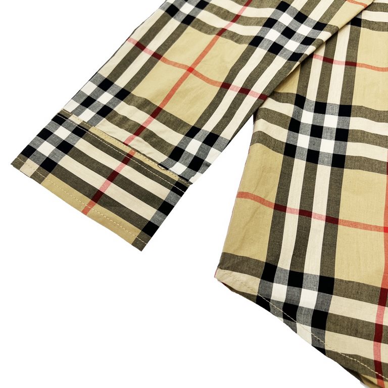 BurberryBurberry classic check arm white letter logo long sleeve shirtSleeve positioning 140 degrees constant temperature white letters hot map, cut pieces, hot hot hot thin, to and from the sewing, collar sitting collar