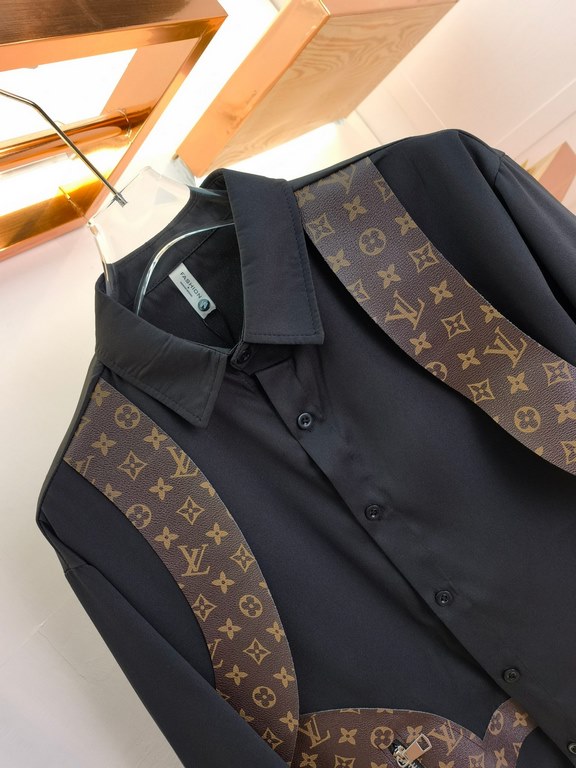 LV 2023ss new men's long sleeve shirt, high quality ready-to-wear! Customized fabrics Breathable and comfortable, impeccable details, brand elements design concepts, reflecting high quality. Hand feel delicate and soft! 