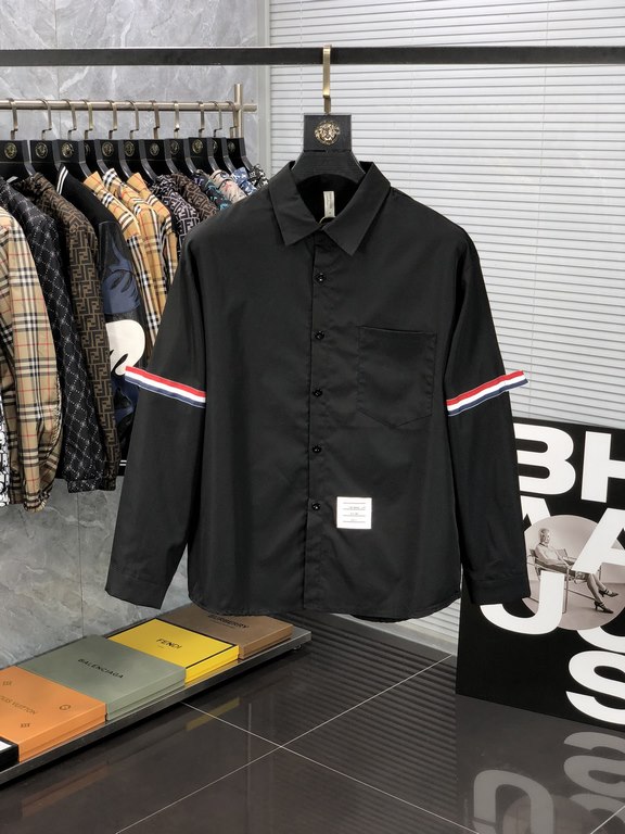 TB 2023ss new men's long sleeve shirt, high quality ready-to-wear! Customized fabric Breathable and comfortable, impeccable details, brand elements design concept, reflecting high quality. Hand feel delicate and soft! Pr