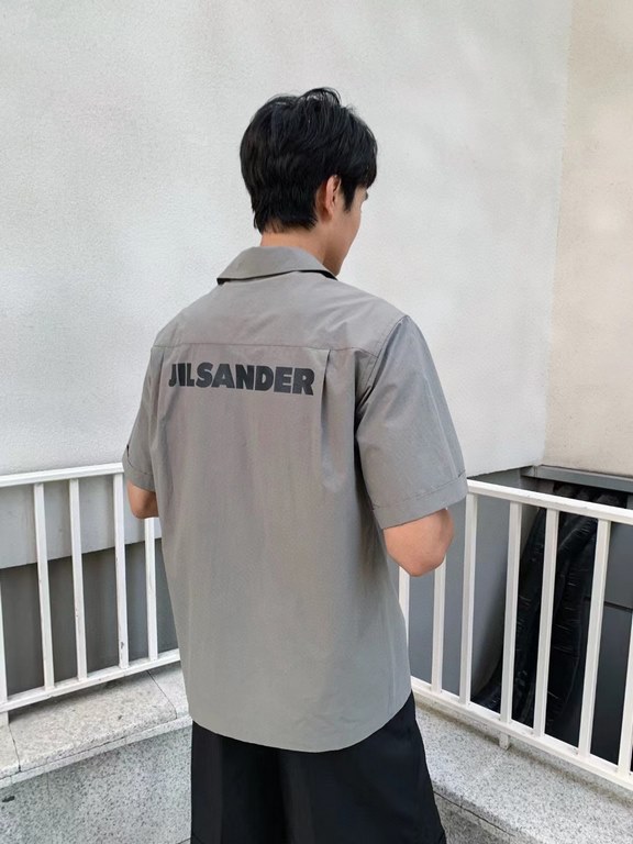 #JIL SANDER 23ss Back Printed Lapel Short Sleeve Shirt Top