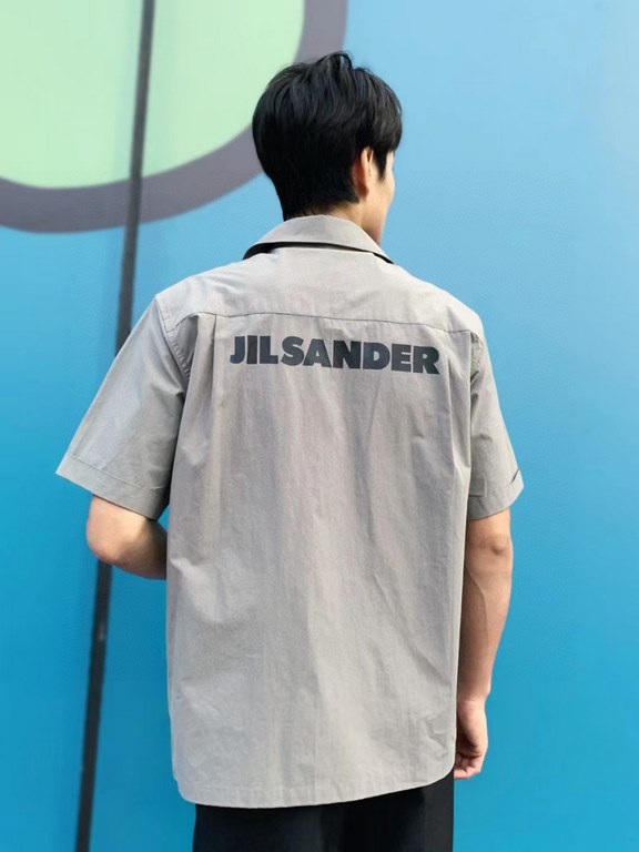 #JIL SANDER 23ss Back Printed Lapel Short Sleeve Shirt Top