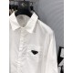 Prada 2023ss new men's long sleeve shirt, high quality ready-to-wear! Customized fabrics Breathable and comfortable, impeccable details, branded elements design concepts, reflecting high quality. The handfeel is delicate